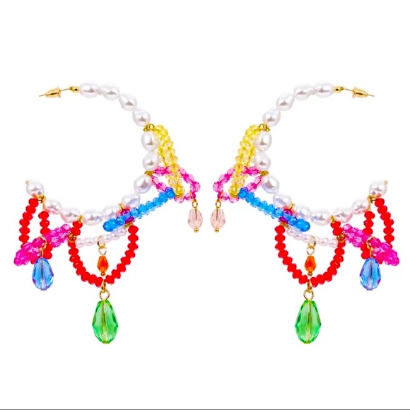 π2/$30 New Zara Beaded Hoops - Picture 2 of 4